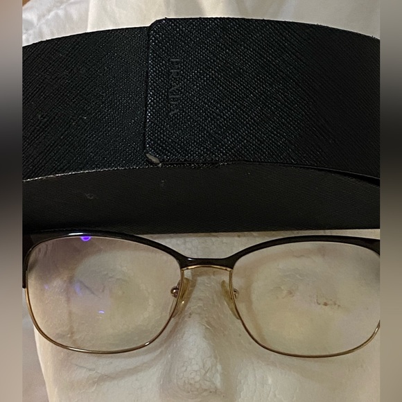 Prada made in Italy eye 👁️ glasses 👓 unisex gray with gold in case & wipe - Picture 4 of 16